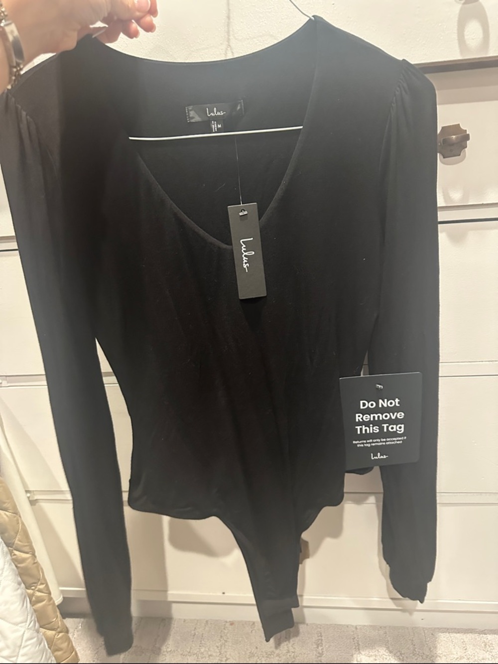 Lulu's Black V-Neck Long Sleeve Bodysuit